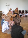 Geoquest Day 4 - Children from Oldway Primary School meet the Geotrio at Oldway Mansion, Paignton