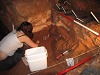 Carefully material is loosened. 