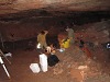 The Origins Dig at Kents Cavern. The dig site is positioned just inside the cave entrace