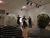 Geoquest Day 7 - Evening performance, Torquay Museum. Uncle does the "lava burst" for the last time!